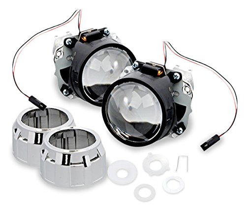 Zone Tech 2.5" Mini HID Bixenon Projector Lens - 2 Sets of Premium Quality Chrome Shround 2.5" Mini HID Bixenon Projector Lens for H1 Bulb Car