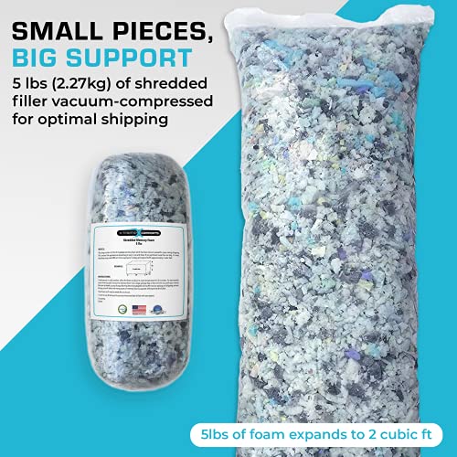 Xtreme Comforts 5 LBS Bean Bag Filler w/Shredded Memory Foam Pillow