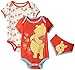 Disney Baby-Girls Winnie The Pooh Bodysuits and Bib, Orange, 6-9 Months (Pack of 3)