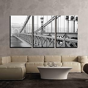 3 Piece Canvas Wall Art - Liberty Bridge in Budapest, Hungary - Modern Home Art Stretched and Framed Ready to Hang - 16"x24"x3 Panels