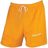 Bauer Hockey Core Mesh Jock Shorts with Cup, Tabs for Socks | Youth Boys | Yellow | Velcro Tabs to hold Hockey Socks