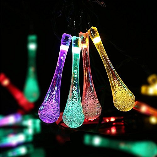 image for K.T. Fancy Fairy Water Drop 20ft 30LED Solar String Lights Outdoor Wat