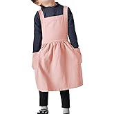 ODIZLI Frill Apron for Women Cotton Cross Back Vintage Ruffle Apron for Garden Cooking Aprons