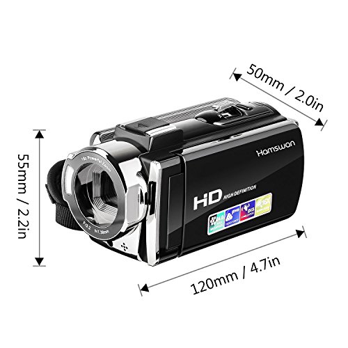 Camcorder, HAMSWAN Digital Camcorder Full HD Video Camera 1080P 24MP, 16X Digital Zoom, 3.0 Inch LCD Screen with 270 Degree Rotation, HDMI Output