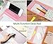 Large Size Mouse pad Anti-Slip Desk Mouse Mat Waterproof Desk Protector Mat with Smartphone Stand, Pockets, Dividing Rule, Calendar and Pen Groove(Various Colors) (Pink)