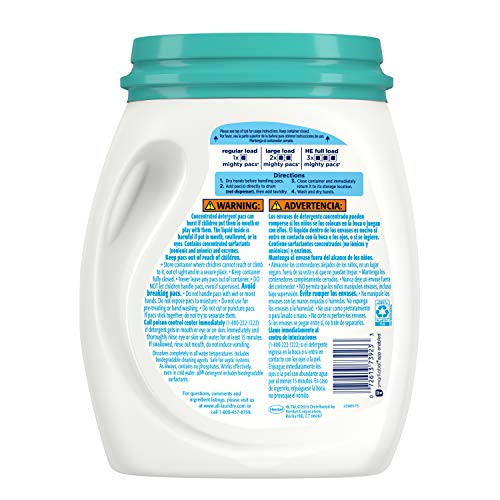 All Mighty Pacs Laundry Detergent Free Clear Odor Relief, Tub, 56 Count - Image 3