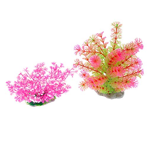 kakamono Aquarium Decor Fish Tank Artificial Plastic Plants Fish Tank Decoration Vivid Simulation Plant Creature Aquarium Landscape (Plants 2pcs)