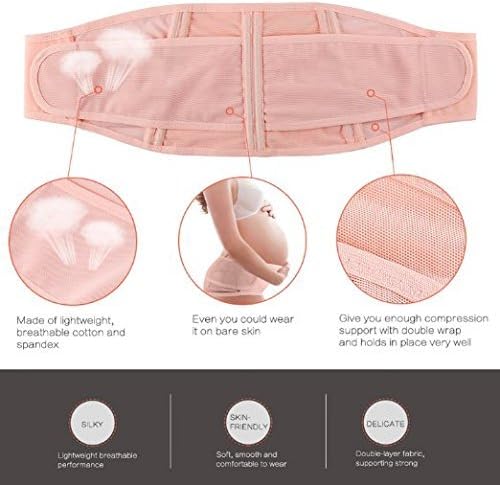 ZJchao Pregnancy Belt,Maternity Support Belt Belly Band Support Belt Breathable Back Brace Abdominal Bellyband Back Pain Decreasing for Pregnant Women Before Childbirth Adjustable 115cm * 17.5cm Pink - Image 3
