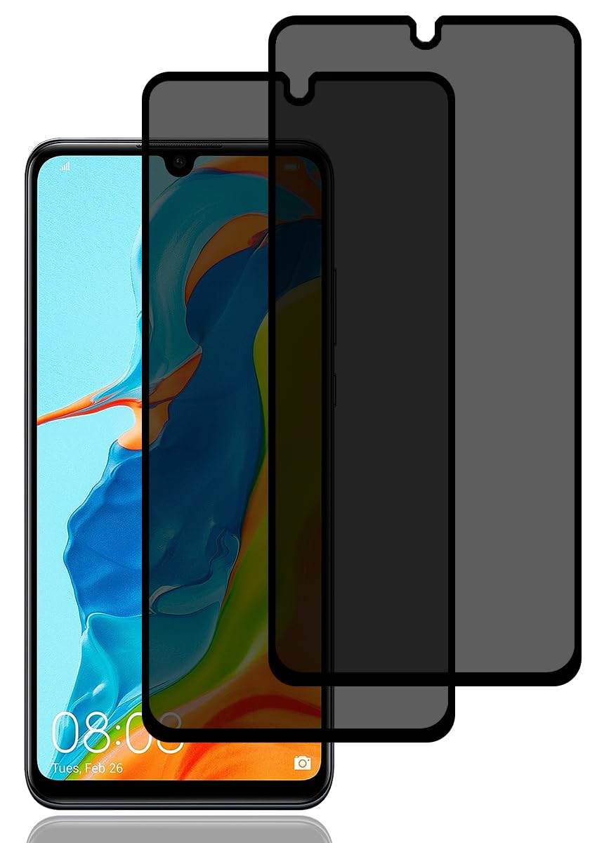 Privacy Screen Protector for Huawei P30 Lite [2 Pack], Anti-Spy Tempered Glass Film, 9H Hardness, Anti Scratch, Anti Fingerprint, High Sensitivity, Anti-Spy Screen Protector for Huawei P30 Lite