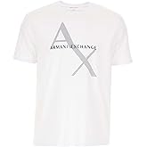 Armani Exchange Men's Crew Neck Logo Tee T Shirt, White, Medium