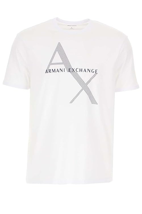 A|X ARMANI EXCHANGE mens Tonal and Contrast Logo Core Crew Neck T Shirt, Quilted Logo White, XX-Large US