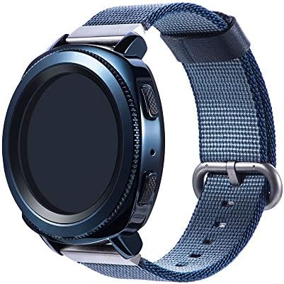 NXDA Nylon Weave Band Wrist Strap Adjustable Fitting Wristband Wraps for Samsung Galaxy Watch 42mm/Gear Sport (Blue)