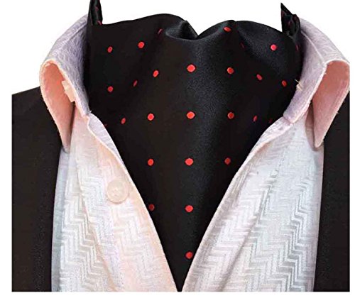 MOHSLEE 4 PCS Men's Polka Dots Ascot Cravat Ties Scarf Necktie Pocket Square Set - Thumbnail 7