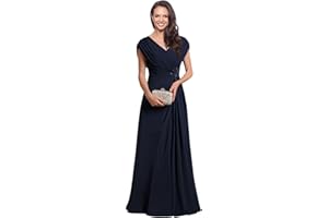 Miao Duo Women's Cap Sleeves Mother of The Bride Dress Long 2025 Chiffon Ruched A Line Formal Dresses YZTS122
