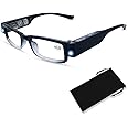 DuanMei Reading Glasses with Light Magnifying Glasses with Light Led Magnifier Eyeglasses Nighttime Reader Frame Eyewear+4.0