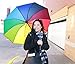 Inverted Rainbow Umbrella - Reverse Folding Non-Drip Design - Compact Travel Umbrella - Large Umbrella with Rainbow Canopy