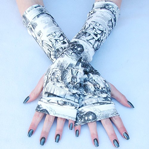 Alice Wonderland Gloves Mad Tea Party Arm Warmers Cosplay - Image 3