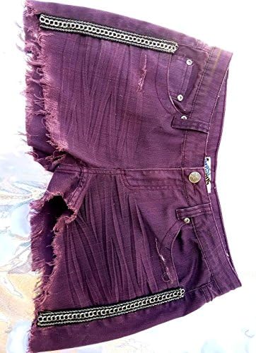 Distressed Denim Purple Shorts Silver Black Trim Medium 11/12
