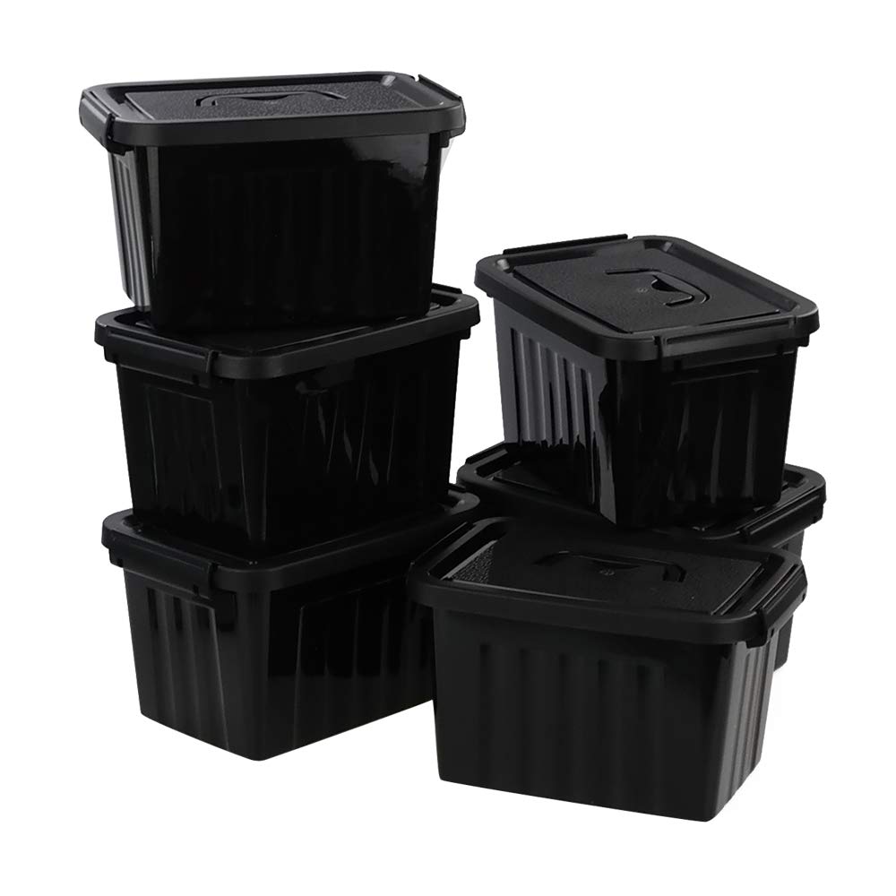 Photo 1 of ***LIDS ONLY NO CONTAINER BOTTOMS 5CT LIDS** Qqbine 6 Quart Black Plastic Storage Latching Box Bin with Handles, 6 Packs