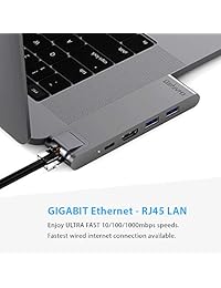 CharJenPro MacBar E USB C Hub para Apple MacBook Air 2018 2019, MacBook Pro 2016 2019, HDMI 4K, 100W PD, 40Gbps Thunderbolt 3, GIGABIT Ethernet, 2 USB 3.0, Micro SD SD Reader