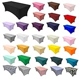 Your Chair Covers - 6 ft Rectangular Stretch Spandex Table Cover - Black, 72" Length x 30" Width x 30" Height Fitted Tablecloth for Standard Folding Tables,Party Table Cloth