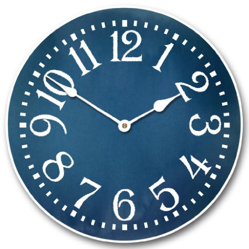 Colonial Blue Wall Clock,, Whisper Quiet, non-ticking