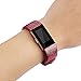 Vancle Fitbit Charge 2 Band,Luxury Genuine Leather Replacement Strap for Fit bit Charge 2(No Tracker) (grid red)