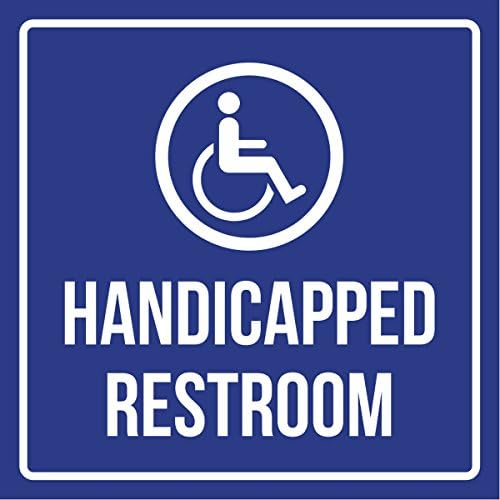 Handicapped Restroom Disability Business Commercial Safety Warning Square Sign - 9x9, Plastic