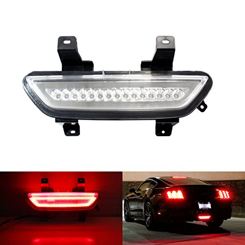 iJDMTOY Clear Lens All-In-One Full LED Backup Reverse Lamp & Rear Fog Light Assembly For 2015-up Ford Mustang