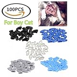 KAHIOE 100Pcs Cat Nail Caps - Boy Girl Cat Soft Paws of 5 5Pcs Adhesive Glue and 5pcs Applicator with Instructions