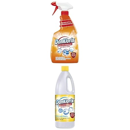 DanKlorix Küchen-Reiniger, 1er Pack (1 x 750 ml) + Zitronenfrische, 1er Pack (1 x 1.5 l)