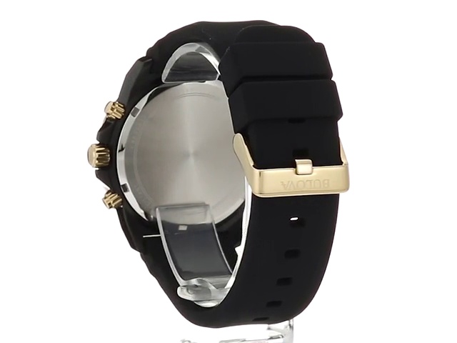 Bulova-Mens-Stainless-Steel-Analog-Quartz-Watch-with-Silicone-Strap-Black-24-Model-98B278