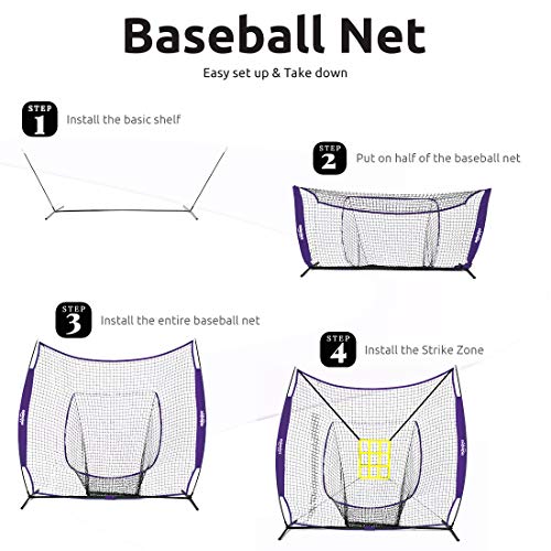 Zupapa Baseball Softball Practice Set 7 by 7 Feet Net with Strike