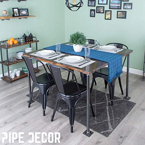 PIPE DECOR 1 in. X 30 in. Square Flange Table Legs (4 Pack), Industrial Steel Grey Fittings and