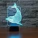 Saiam 3D Lamp Desk Table Light Cute Lovely Dolphin Shapes 7 Colors Amazing Optical Illusion Led Lamp Art Sculpture Lights Produces Unique Lighting Effects And 3D Visualization For Home Décor