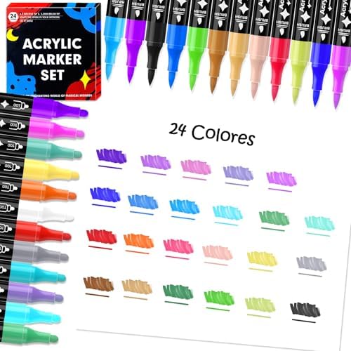 24 Colores Rotuladores Acrilicos, Doble Punta