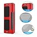 MoKo Carrying Case for OontZ Angle 3XL, Portable Speaker Cover PU Leather Protective Bag Sleeve Skins, with Holding Strap & Carabiner, Red