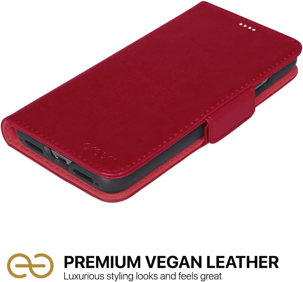 dreem Fibonacci 2-in-1 Wallet-Case for Apple iPhone 11 Pro - Luxury Vegan Leather, Magnetic Detachable Shockproof Phone Case, RFID Card Protection, 2-Way Flip Stand - Red - Image 5