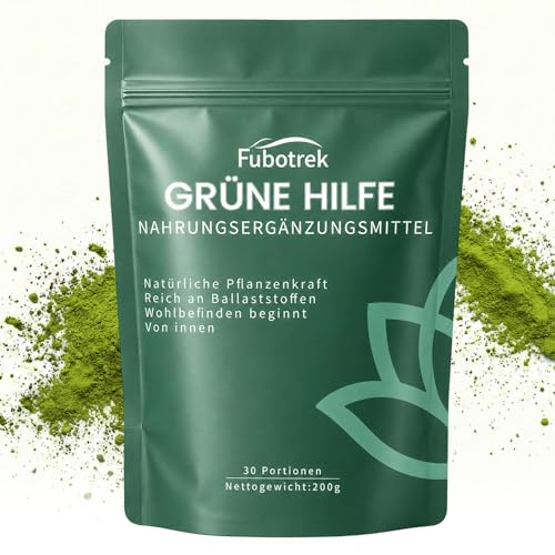 Green Detoxification Powder, 200 g Green Superfood Helper Powder, Vegan Greens Powder Helper Mix with Matcha, Barley Grass, Blueberries, Rich in Macronutrients, Micronutrients & Fibre