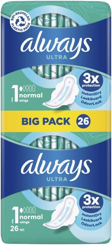 Always Ultra Day Normal Size 1 Sanitary Pads With Wings 26pk
