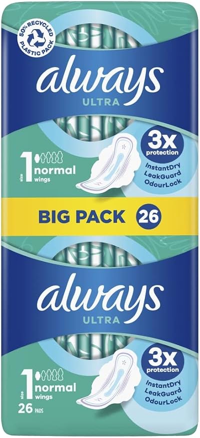 Always Ultra Day Normal Size 1 Sanitary Pads With Wings 26pk