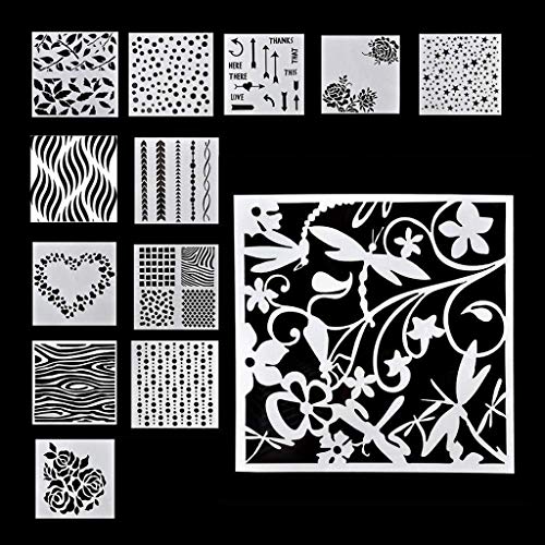 Binory 13pcs Flower Embossing Template Scrapbooking Walls Painting Layering Stencils,Folder for Card Making Flower Christmas Heart Animal DIY Photo Album Paper DIY Craft Decor Template Mold
