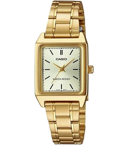 Amazon.com: Casio LTP-V007G-9B Women's Rectangular Gold Tone