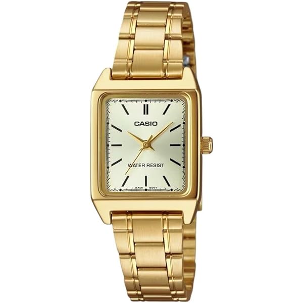 Casio LTP-V007G-9B Relógio feminino retangular dourado dourado em