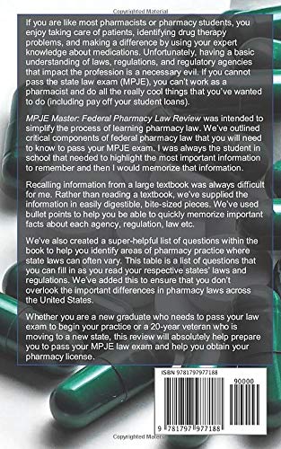 Mpje Master Federal Pharmacy Law Review Christianson Dr Eric 9781797977188 Amazon Com Books