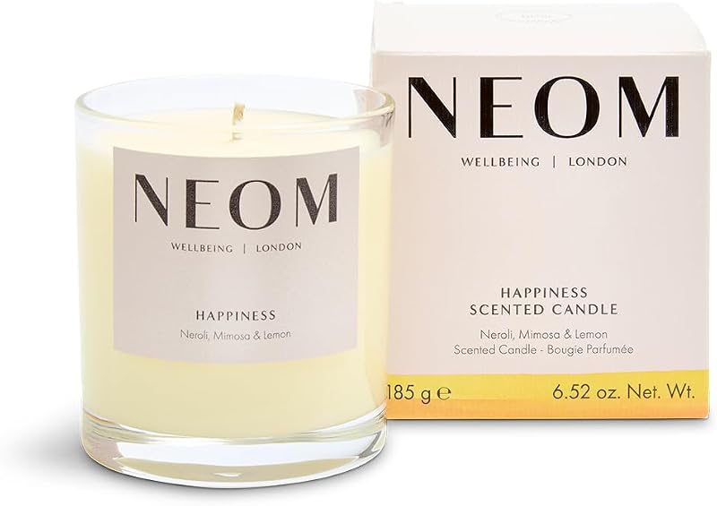 NEOM Happiness Scented Candle 1 Wick Neroli Mimosa Lemon 185g 35h