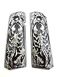 Mother of Pearl Inlay 1911 Grips fit with S&W Colt Kimber Springfield Black Scorpion
