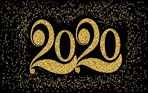 Luxury 2020 Gold Black Glitter Sequin Dots Photography Backdrop Vinyl Carnival Happy New Year Celebration Photo Background Winter Holiday Party Decorations Photo Booths Supplies 5x3ft