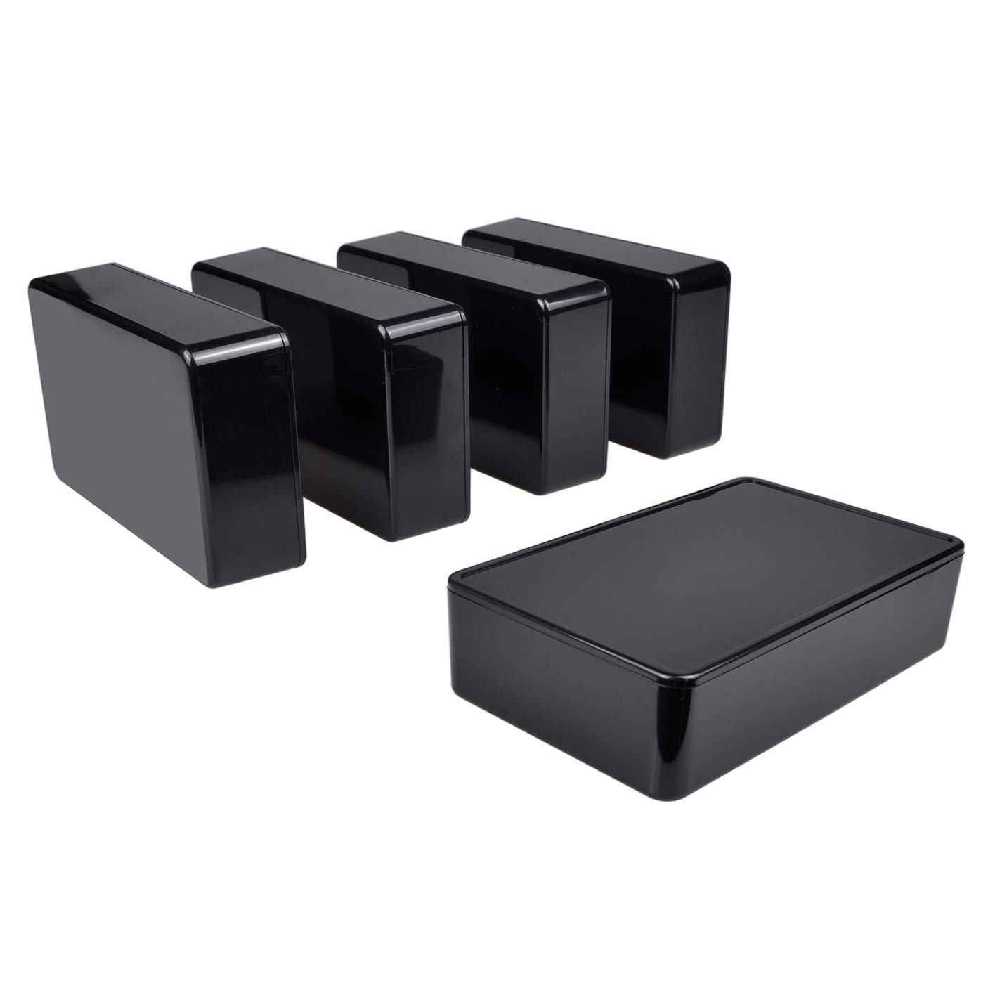 Therlan 5 pack Plastic Junction Project Box ABS Prototype Electronics Enclosure 100 x 60 x 25 mm for Small, Arduino DIY (Black) — image 1