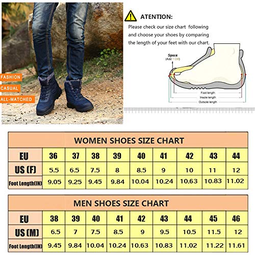 EXEBLUE Winter Snow Boots Water-Resistant Mid Calf Booties for Men Women Outdoor Lightweight Ankle Boots with Full Fur Blue